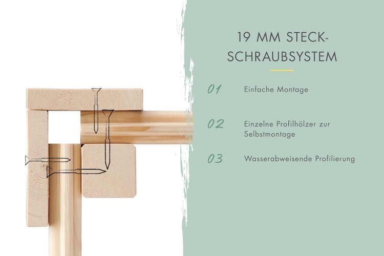 Karibu Fahrradgarage 3/4 inkl. Fahrradschienen (für 3 oder 4 Fahrräder) - 19 mm - mit Solarpaket