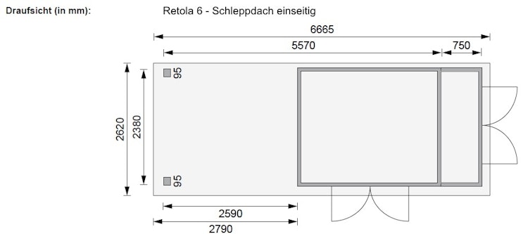 Karibu Woodfeeling Gartenhaus Retola 2/3/4/5/6 inkl. Anbauschrank u. 280 cm Schleppdach