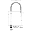 Vorschaubild Minimalistischer Wasserhahn Küchenarmatur, TECNO, mit 360° schwenkbarem Auslauf, abnehmbare 2 strahl Handbrause, Verchromt