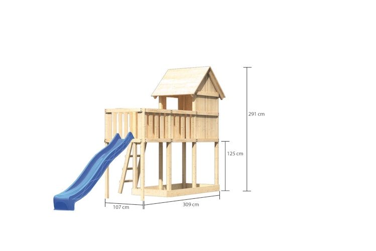 Akubi Stelzenhaus Frieda mit Wellenrutsche und Anbauplattform