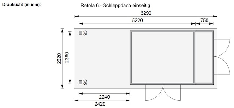 Karibu Woodfeeling Gartenhaus Retola 2/3/4/5/6 inkl. Anbauschrank u. 240 cm Schleppdach