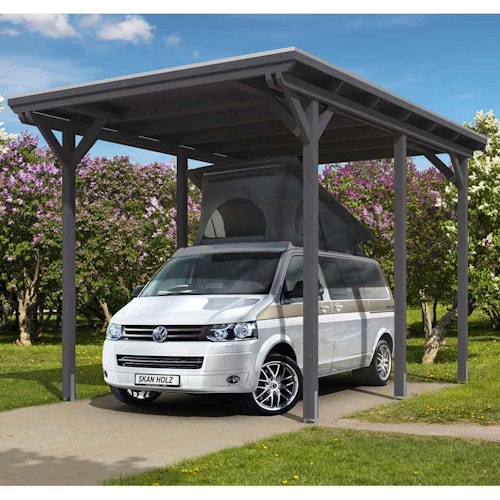 Skan Holz Caravan-Carport Emsland 404x604 cm mit erhöhter Einfahrt