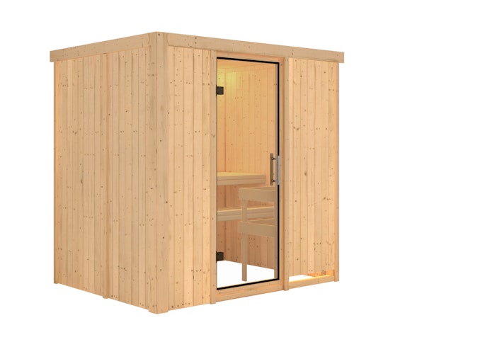 Karibu Sauna Fanja - 68 mm Systemsauna - 230 Volt Plug & Play inkl. gratis Sauna-Zubehörset im Wert von 234,94 €