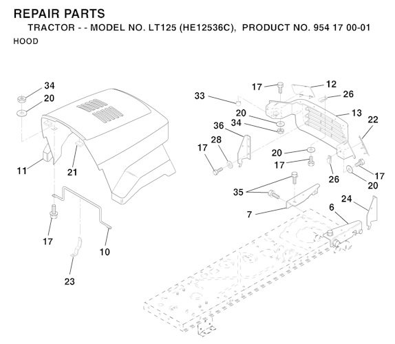 Husqvarna Gartentraktoren LT125, HE12536C, 954170001, 1996-01
