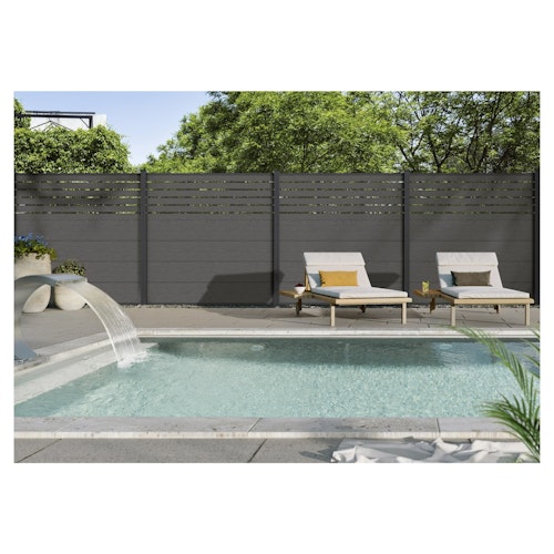 T&J MALCHOW WPC Steckzaunset 180 x 180 cm, Anthrazit