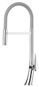 Vorschaubild Wasserhahn Küchenarmatur, LEAF, mit 360° schwenkbarem Auslauf, abnehmbare 2 strahl Handbrause, Verchromt / Grau