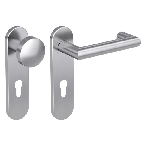 Griffwerk LUCIA PROFESSIONAL Schraubtechnik FS Panik -Edelstahl matt  Kurzschild-Garnitur -Schraubt. -Knopf R2 -WR -Stift 9mm -TS 38-50mm