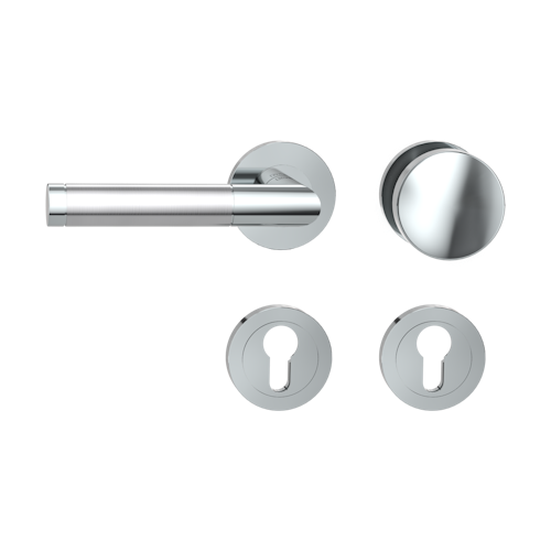 Griffwerk LOREDANA PROFESSIONAL Schraubtechnik -Edelstahl poliert/matt  Rosettengarnitur -Schraubt. -Knopf R2 -WL -TS 40-45mm