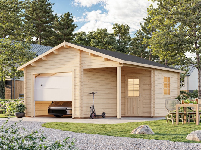 Palmako Garage Roger 21,9+5,2 m² - 44 mm - mit Sektionaltor