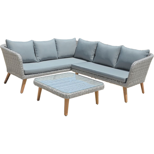 Garden Pleasure Ecklounge PAMPLONA, Polyrattan / Akazie / Kissen 100 % Polyester