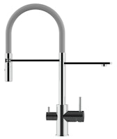 3 Wege Wasserhahn Küchenarmatur, FL, mit 360° schwenkbarem Auslauf, abnehmbare 2 strahl Handbrause, Verchromt / Grau