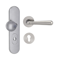 Griffwerk Kombi-Schutzbeschlag TITANO SB_882 mit Griff FABIA 72mm Zylinderabdeckung Tür 38-50mm R FABIA Samtgrau