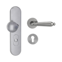 Vorschaubild Griffwerk TITANO Kombi SB_882 ES1 (S2) -Edelstahl matt Kombi-Schutzbeschlag -Knopf/Drücker -mit Griff CAROLA Schraubt. -SG -ZA, 72mm -TS 38-50