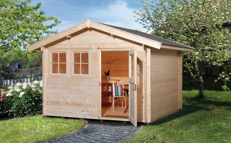 Weka 45 mm Gartenhaus 139 mit Vordach (20 cm)