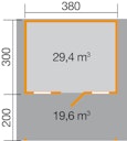 Vorschaubild Weka 45 mm Weekendhaus 138 A mit Vordach (200 cm)