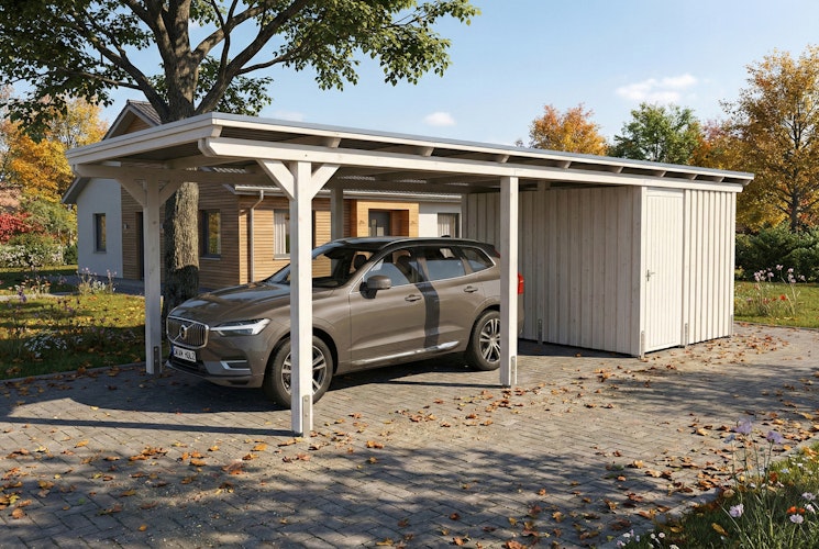 Skan Holz Emsland - Flachdach Carport aus Leimholz Breite 340 cm