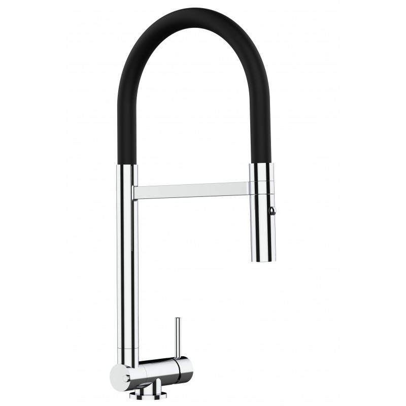Wasserhahn Vorfenster Küchenarmatur, Umklappbar 4,5 CM, mit 360° schwenkbarem Auslauf, abnehmbare 2 strahl Handbrause, Verchromt / Schwarz