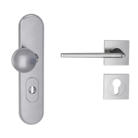 Griffwerk TITANO Kombi SB_882 ES1 (S2) -Edelstahl matt Kombi-Schutzbeschlag -Knopf/Drücker -mit Griff REMOTE -SG -eckig -L -ZA, 72mm -TS 38-50