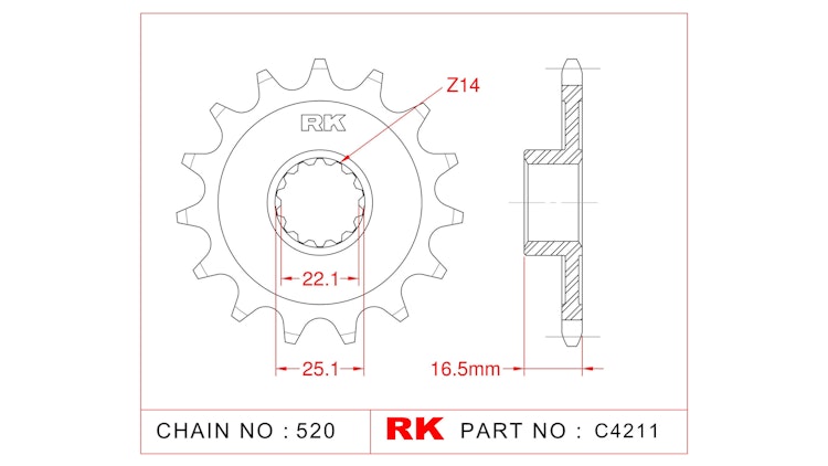RK 4211 Antriebsritzel (14 Zähne)