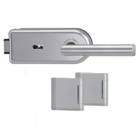 Griffwerk SMILE 1.0 -Alu EV1 Ganzglastürbeschlagset -3-teiliger Bandsatz -mit Griff L-Form -BB