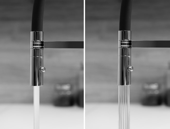 3 Wege Wasserhahn Küchenarmatur, FC, mit 360° schwenkbarem Auslauf, abnehmbare 2 strahl Handbrause, Verchromt