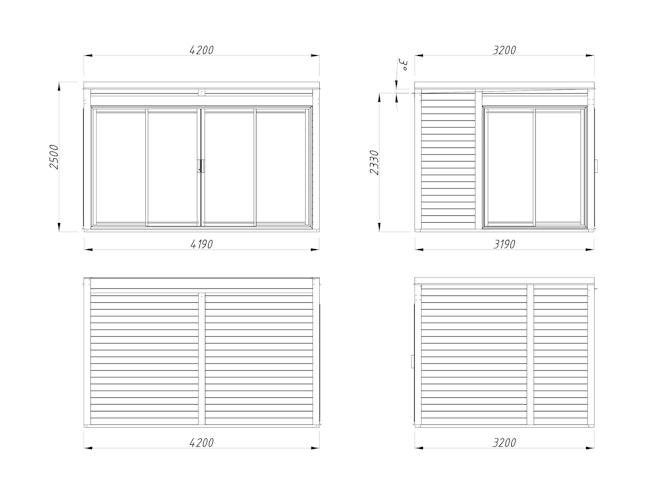 Palmako Gartenhaus Serena 12,6 m² Set 1 Slide - 44 mm