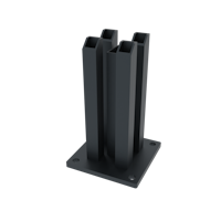 Fiberdeck BOSTON Pfostenanker 120x120x200 mm verstärkt RAL9005 zum Aufschrauben