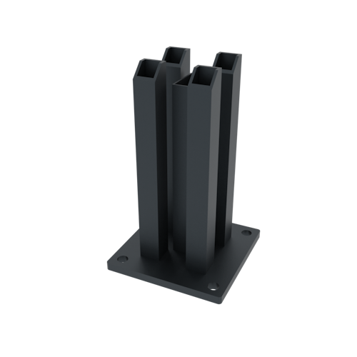 Fiberdeck BOSTON Pfostenanker 120x120x200 mm verstärkt RAL9005 zum Aufschrauben