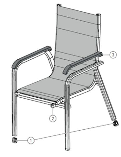 Kettler Ersatzteil Stopfen für Multipositionssessel & Stapelsessel GRANADA & GRANADA PADDED, 4er Set