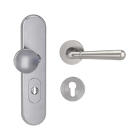 Griffwerk TITANO Kombi SB_882 ES1 (S2) -Edelstahl matt Kombi-Schutzbeschlag -Knopf/Drücker -mit Griff FABIA Schraubt. -SG -ZA, 72mm -TS 38-50