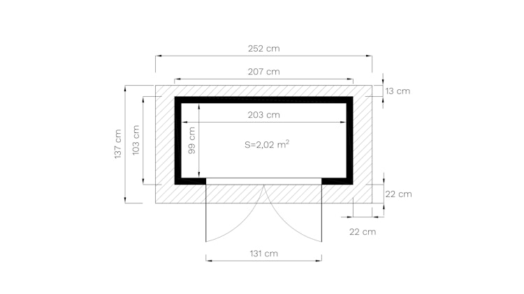 Bertilo Gartenhaus Pent Modern 1 - 18 mm