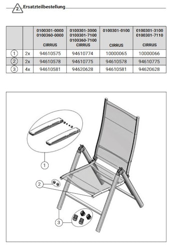 Kettler Ersatzteil Bodenschoner für Multipositionssessel CIRRUS Silber, 4er Set