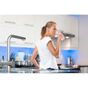 Vorschaubild Kurze Variante - 3 Wege Wasserhahn Küchenarmatur, Edelstahl Massiv mit 360° schwenkbarem L-Auslauf, Hochglanz Poliert