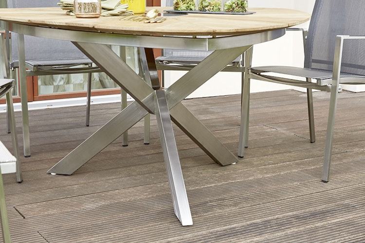 Diamond Garden Tisch LYON 150 cm Triangel, Edelstahl / Recycled Teak