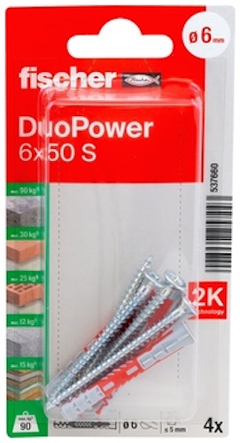 Fischer Universaldübel Duopower 6x50mm S K (4 Stück) 537660