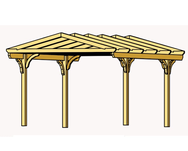 Skan Holz Westerwald Design Einzelcarport aus Leimholz Breite 362 cm