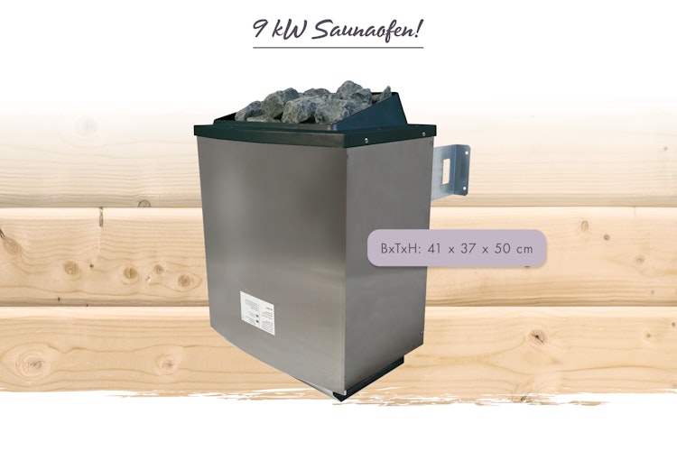 Karibu 9 kW Saunaofen finnisch anthrazit inkl. Huum WLAN Steuergerät mit App-Steuerung