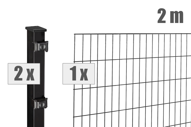 dz Zaunset BLACKY 5/4/5 Pfosten BL mit Edelstahlplättchen