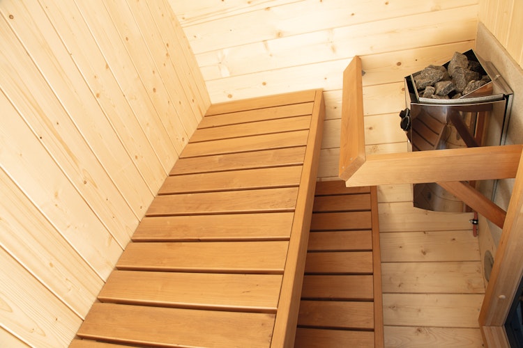 Wolff Finnhaus Terrassen-Saunafass Fasssauna 130