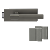 Griffwerk Glastürbeschlag PURISTO S mit Griff VAYA 136 ARIS unverschließbar Flüster 3-tlg. Bänder VAYA 136 ARIS Kaschmirgrau