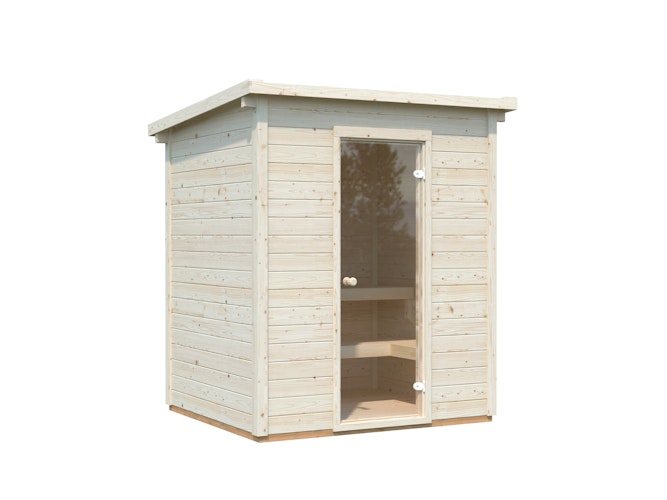 Palmako Saunahaus Cubic 2,6 m² Aktionsangebot inkl. 6 kW Saunaofen - 44 mm