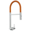 Vorschaubild Wasserhahn Vorfenster Küchenarmatur, Umklappbar 4,5 CM, mit 360° schwenkbarem Auslauf, abnehmbare 2 strahl Handbrause, Verchromt / Orange