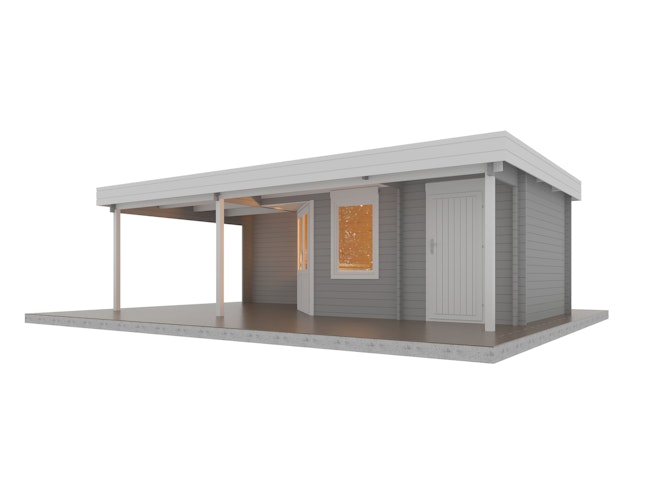 Wolff Finnhaus Gartenhaus Gunda 7228 inkl. Anbaudach - 40 mm 