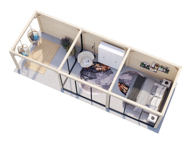 Palmako Pavillon Bianca 24,9 m² Set 517 Slide Plus mit Isolierglas-Schiebetüren