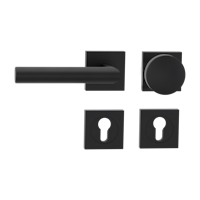 Griffwerk Wechselgarnitur LUCIA PROF Schraubtechnik FS Rosetten eckig Knopf R2 Graphitschwarz L
