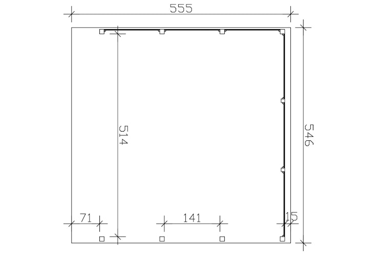 Skan Holz Doppelcarport Friesland 546x555 cm inkl. Seiten- und Rückwand Set C