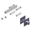 Vorschaubild Griffwerk Set für CUBICO PIATTA S QUATTRO/VISION -WC -EM H.St. 8x95, M4x50, PIN 48mm, WC-S. 75mm, TS 55-60