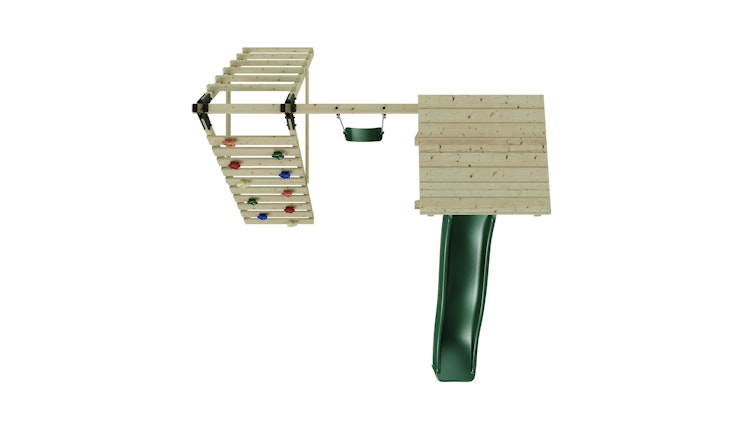 Rebo Spielturm Sevilla inkl. Einzelschaukel, Rutsche und Klettergerüst/Kletterwand - by Weka