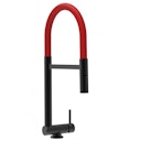 Vorschaubild Wasserhahn Vorfenster Küchenarmatur, Umklappbar 4,5 CM, mit 360° schwenkbarem Auslauf, abnehmbare 2 strahl Handbrause, Schwarz Matt / Rot