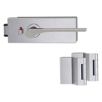 Griffwerk PURISTO S -Edelstahl matt Ganzglastürbeschlagset -3-teiliger Bandsatz -mit Griff DESM LEAF LIGHT -SG -smart2lock